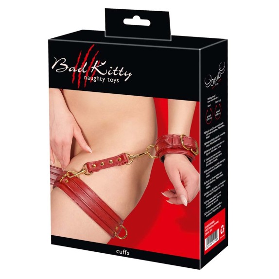 COSTRITTIVO SEXY CON FASCIA PER COSCIA E MANETTE CUFFS BAD KITTY