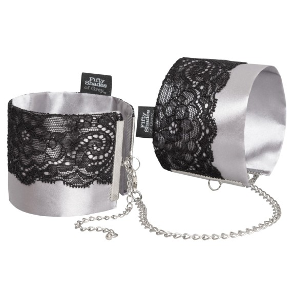 MANETTE SEXY IN RASO E PIZZO PLAY NICE 50 SFUMATURE DI GRIGIO