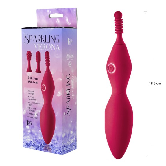STIMOLATORE CLITORIDEO VIBRANTE CON 3 TESTINE SPARKLING VERONA