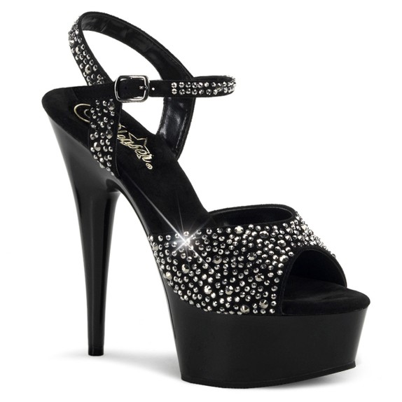 SANDALO SEXY PER DONNA TACCO 15 cm CON STRASS E CINTURINO DELIGHT PLEASER