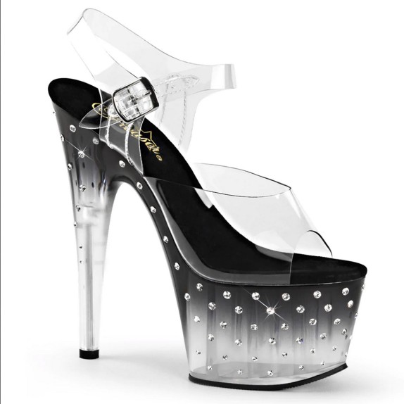 SANDALO SEXY PER DONNA TACCO 17 cm CON STRASS E CINTURINO STARDUST PLEASER