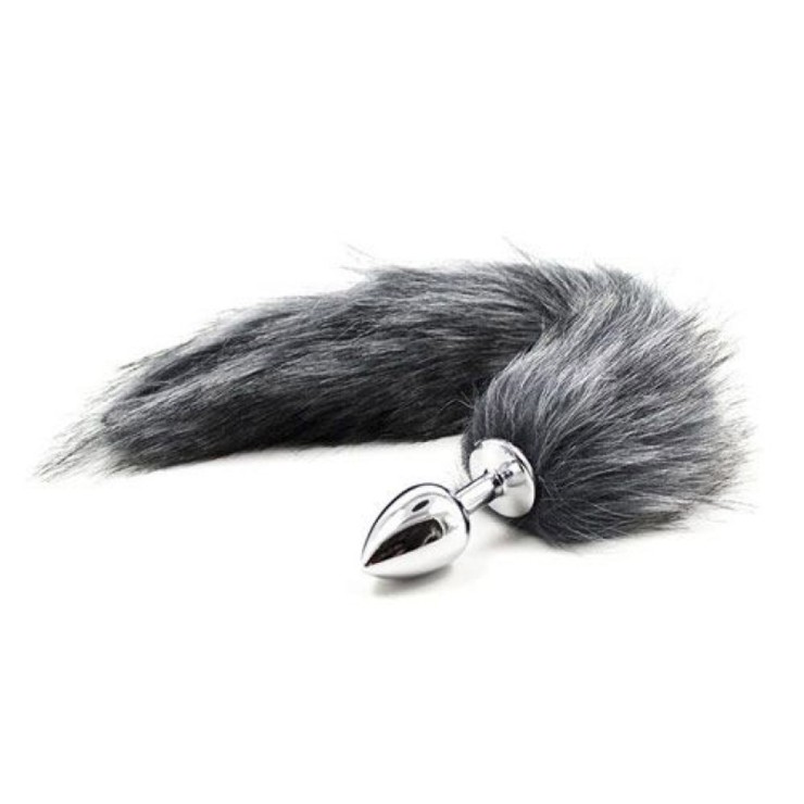 PLUG ANALE PICCOLO CON CODA DA VOLPE GRIGIA LONG FOX TAIL... 2