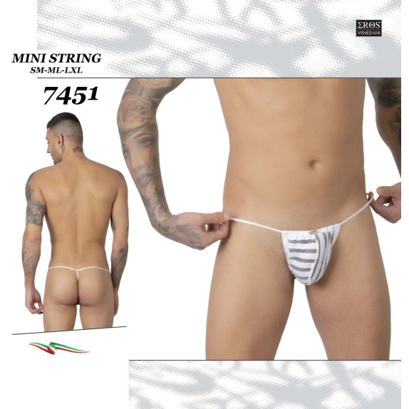 STRING SEXY PER UOMO CON LINEE IN COTONE E TULLE EROS VENEZIANI