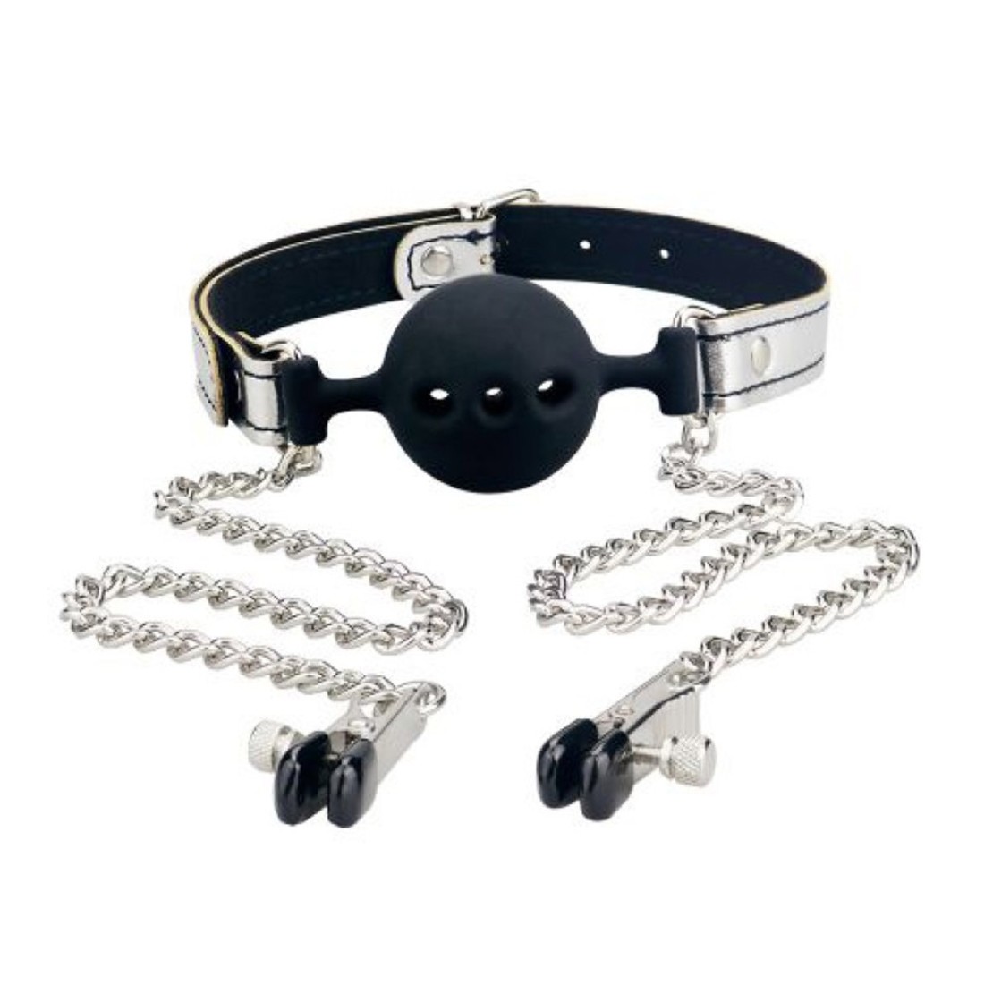 MORSO BALL GAG IN SILICONE CON PINZETTE PER...