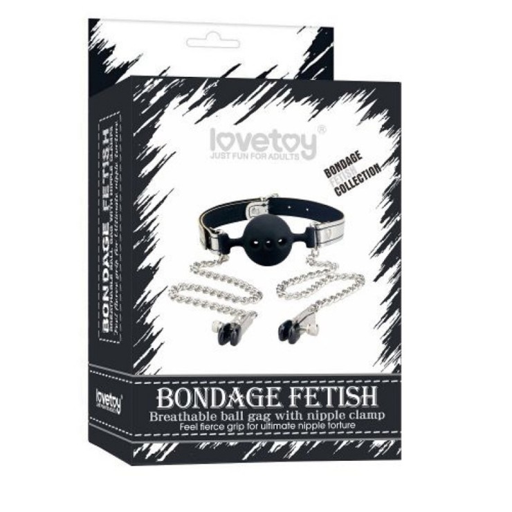 MORSO BALL GAG IN SILICONE CON PINZETTE PER CAPEZZOLI... 2