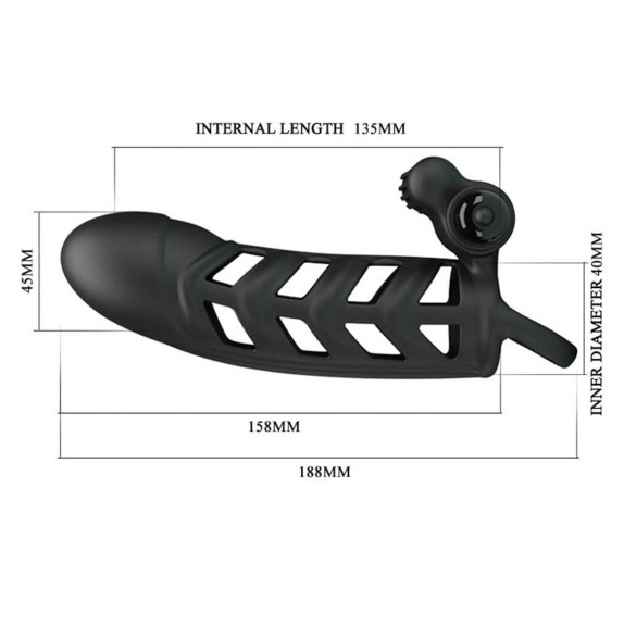 GUAINA PER IL PENE IN SILICONE CON ANELLO E VIBRAZIONE PENIS SLEEVE II