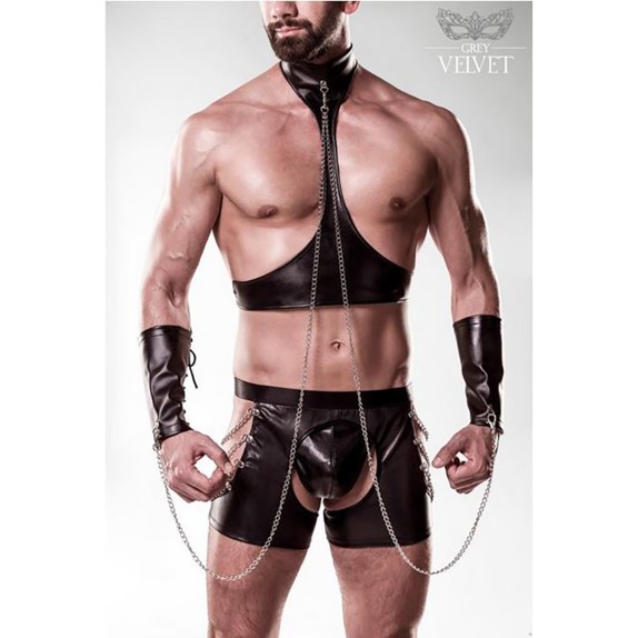 SET 5 PEZZI SEXY PER UOMO EFFETTO BAGNATO CON CATENE