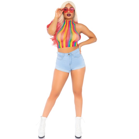 TOP A RETE A COLLO ALTO ARCOBALENO LEG AVENUE