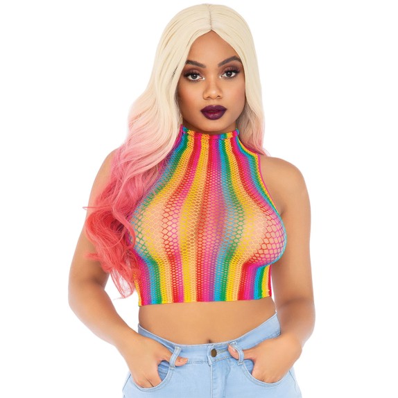 TOP A RETE A COLLO ALTO ARCOBALENO LEG AVENUE