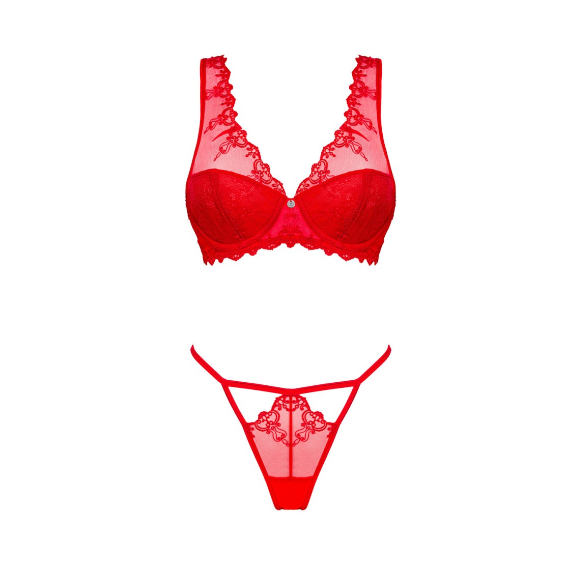 COMPLETO INTIMO SEXY SET 2 PEZZI IN PIZZO ROSSO...