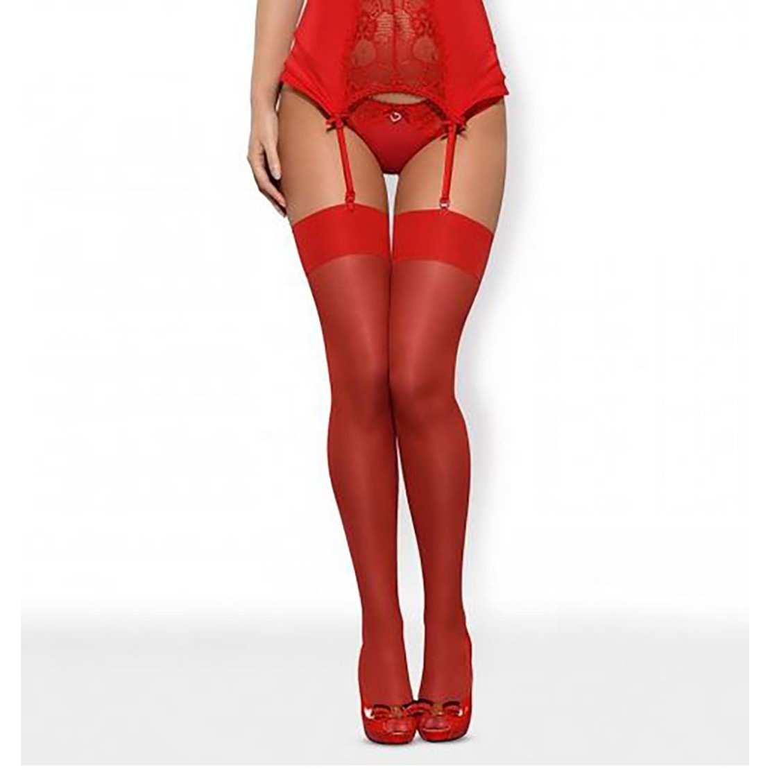 CALZE DA REGGICALZE SEXY ROSSO CON BALZA ALTA...