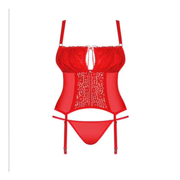 GUEPIERE SEXY PER DONNA IN PIZZO ROSSO QUEEN SIZE CON PERIZOMA OBSESSIVE
