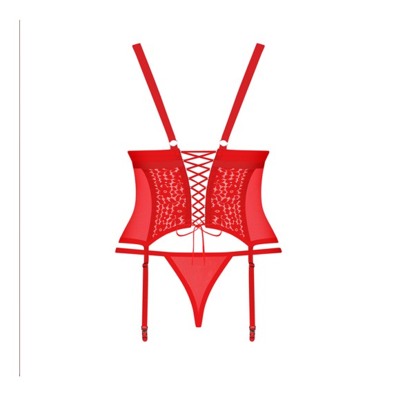 GUEPIERE SEXY PER DONNA IN PIZZO ROSSO QUEEN SIZE CON PERIZOMA OBSESSIVE