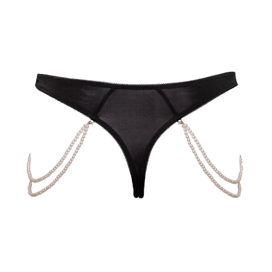 STRING SEXY PER DONNA IN PIZZO NERO CON CATENE...