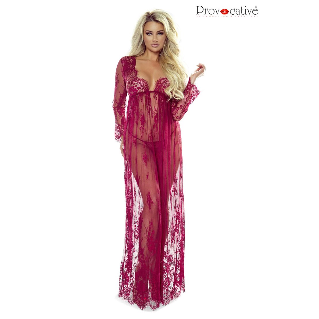 ABITO-VESTAGLIA SEXY DONNA IN PIZZO TRASPARENTE...