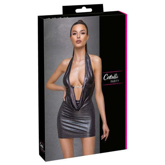 ABITO CORTO SEXY DA DONNA ARGENTO CON SCOLLO PROFONDO COTTELLI PARTY