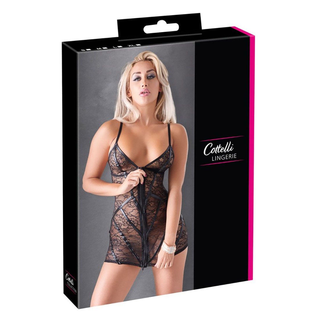 MINI ABITO SEXY DA DONNA IN PIZZO CON ZIP A DUE...