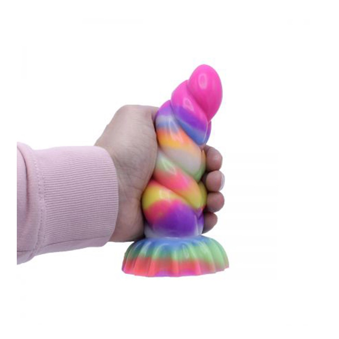 DILDO CON RILIEVI IN SILICONE COLORATO CHE SI...