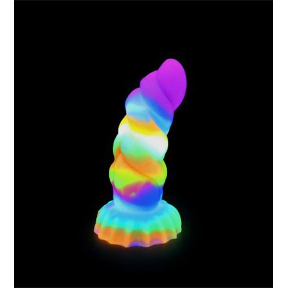 SEX TOY CON RILIEVI 18 CM IN SILICONE COLORATO CHE SI ILLUMINA AL BUIO