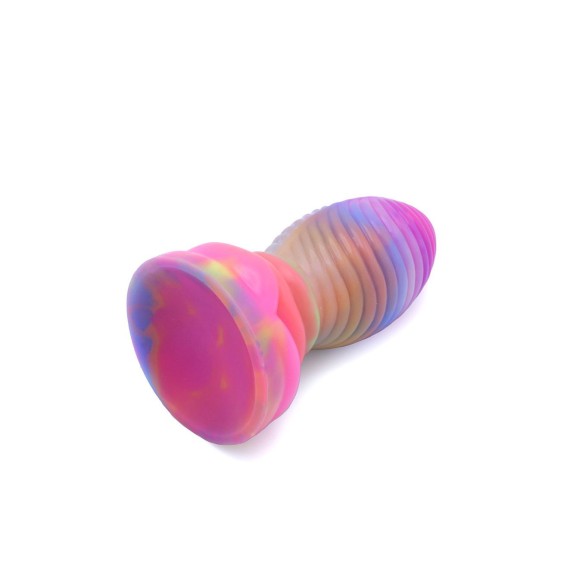 DILDO CON RILIEVI 18 CM IN SILICONE COLORATO CHE SI ILLUMINA AL BUIO