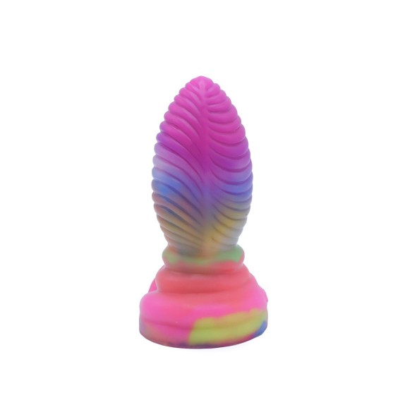 DILDO CON RILIEVI 18 CM IN SILICONE COLORATO CHE SI ILLUMINA AL BUIO