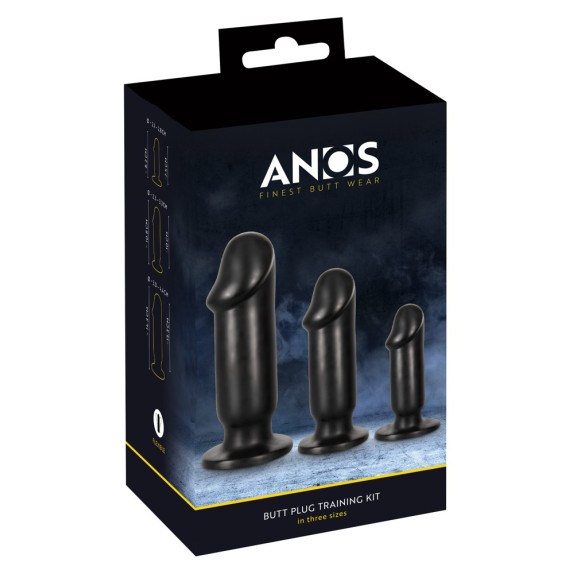 KIT PLUG PER ALLENAMENTO ANALE IN 3 MISURE A FORMA FALLICA BASE TONDA