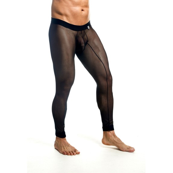 LEGGINGS SEXY DA UOMO IN RETINA SOTTILE ELASTICIZZATI COLORE NERO