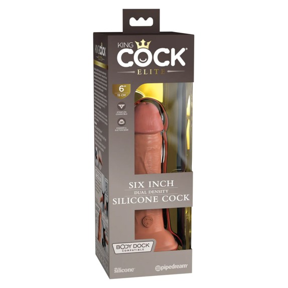SEX TOY DILDO ULTRA REALISTICO CM. 15 CON VENTOSA IN SILICONE DUAL DENSITY KING COCK ELITE