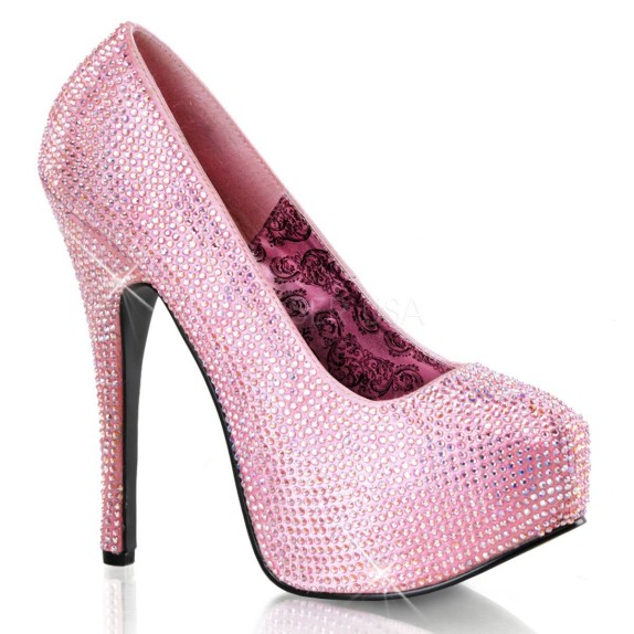 BORDELLO DECOLTE' IN STRASS ROSA ALTEZZA 14 CM