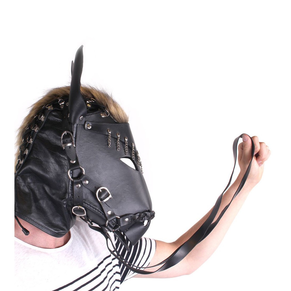 MASCHERA FETISH DA CAVALLO REALISTICO REGOLABILE