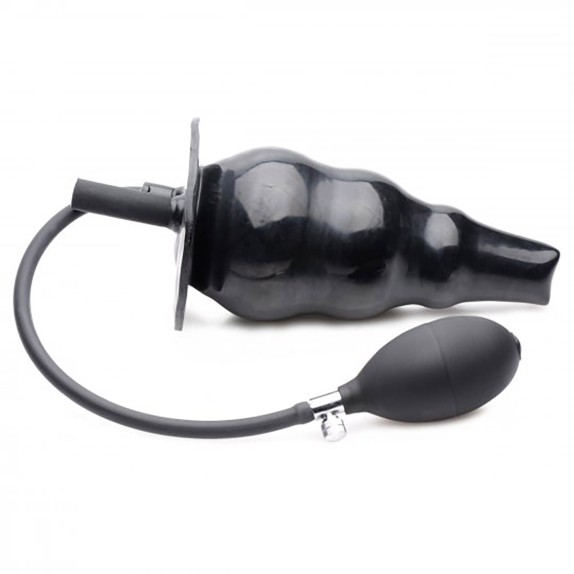 PLUG GONFIABILE E DOCCIA ANALE SEX TOY IN LATEX NERO