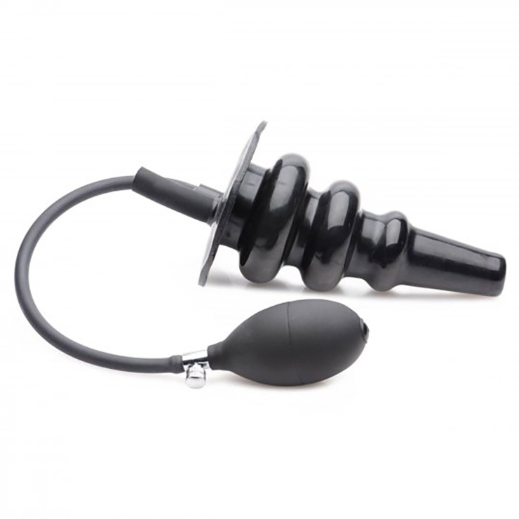 PLUG GONFIABILE E DOCCIA ANALE SEX TOY IN LATEX NERO 2