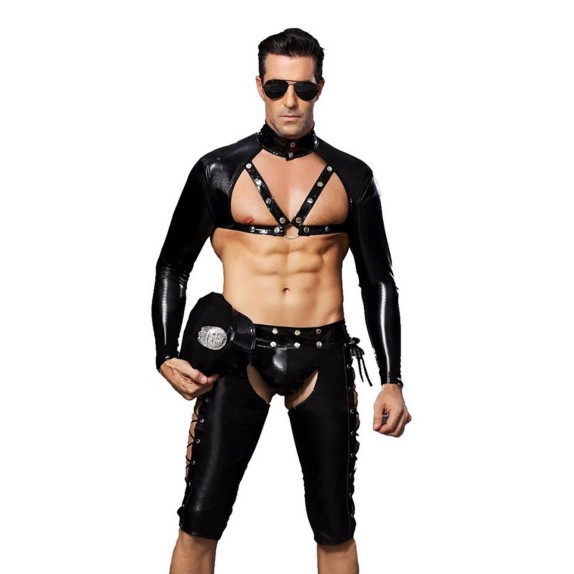 COSTUME TRAVESTIMENTO DA POLIZIOTTO SEXY SET 5 PEZZI CON ACCESSORI SARESIA