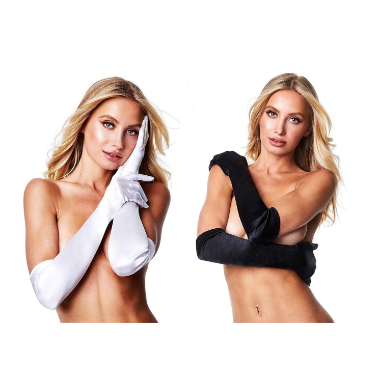GUANTI LUNGHI SEXY PER DONNA IN RASO BACI SATIN OPERA GLOVE