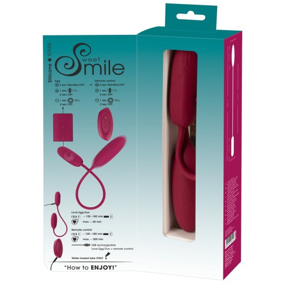 copy of DOPPIO OVETTO VIBRANTE E PULSANTE CON TELECOMANDO LOVE EGG DUO SWEET SMILE