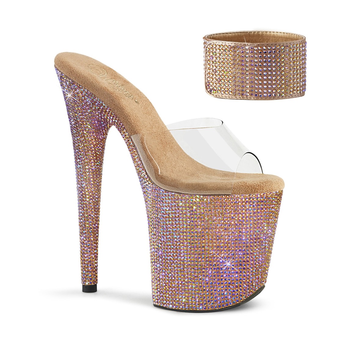 SANDALI ROSA DORATI SEXY PER DONNA CON STRASS...