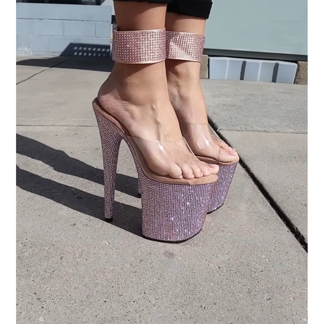 SANDALI ROSA DORATI SEXY PER DONNA CON STRASS...