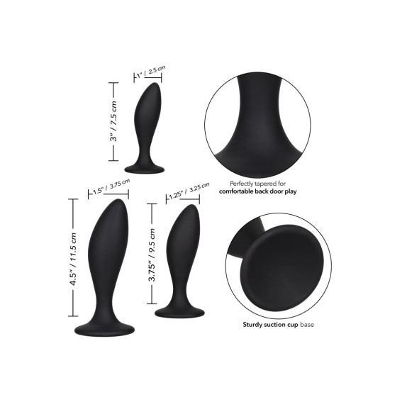 KIT 3 TAPPI ANALI CURVI CON VENTOSA IN PURO SILICONE CALEXOTICS