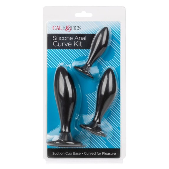 KIT 3 TAPPI ANALI CURVI CON VENTOSA IN PURO SILICONE CALEXOTICS