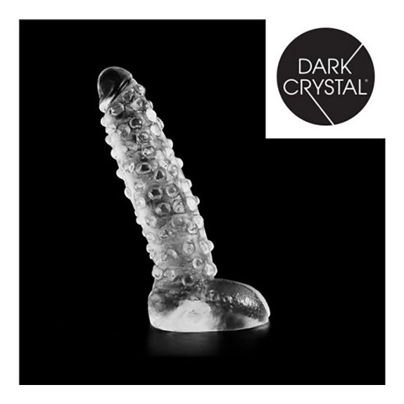DILDO TRASPARENTE DARK CRYSTAL CLEAR CON RILIEVI E TESTICOLI SENZA VENTOSA