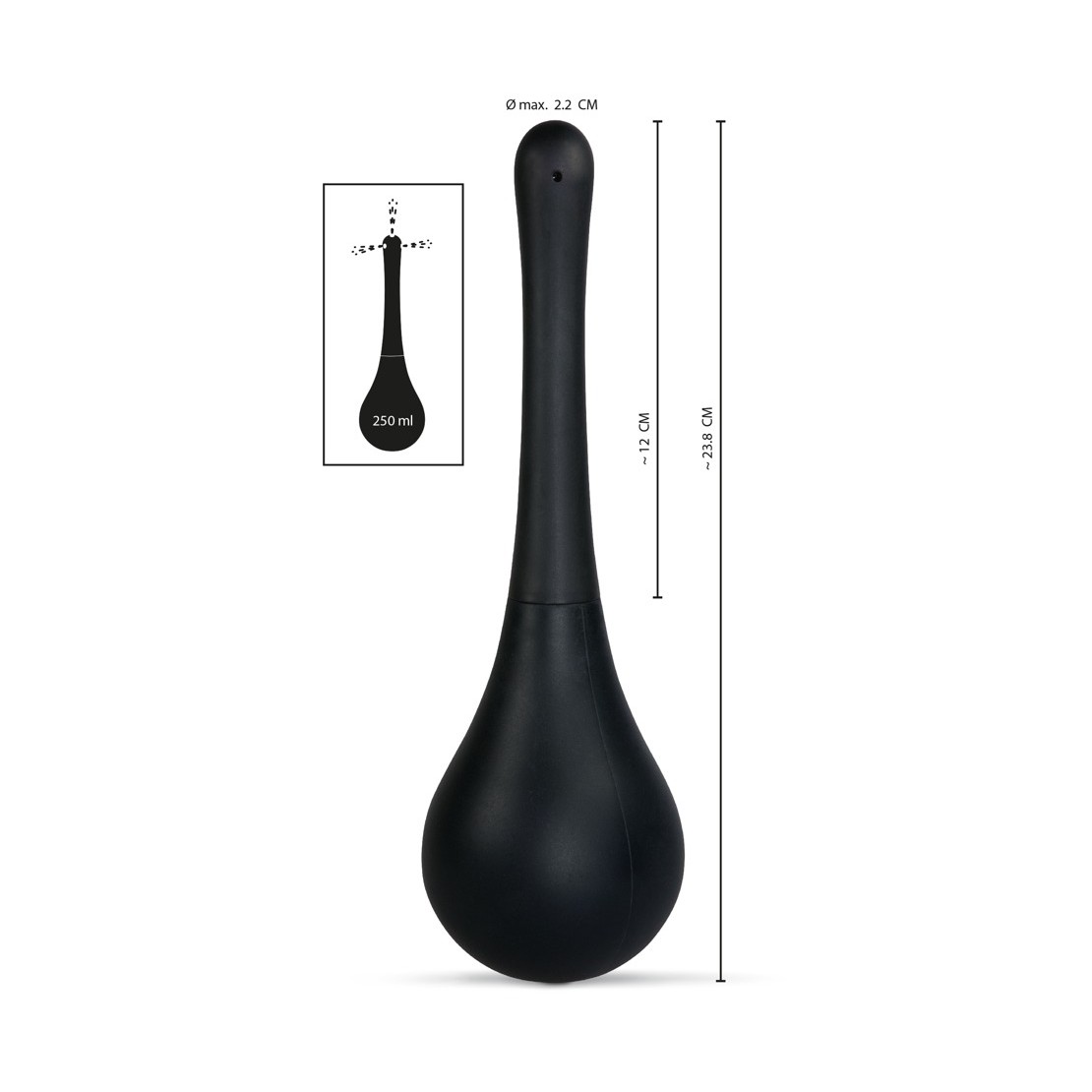 DOCCIA ANALE INTIMA A TRE FORI NERA IN SILICONE