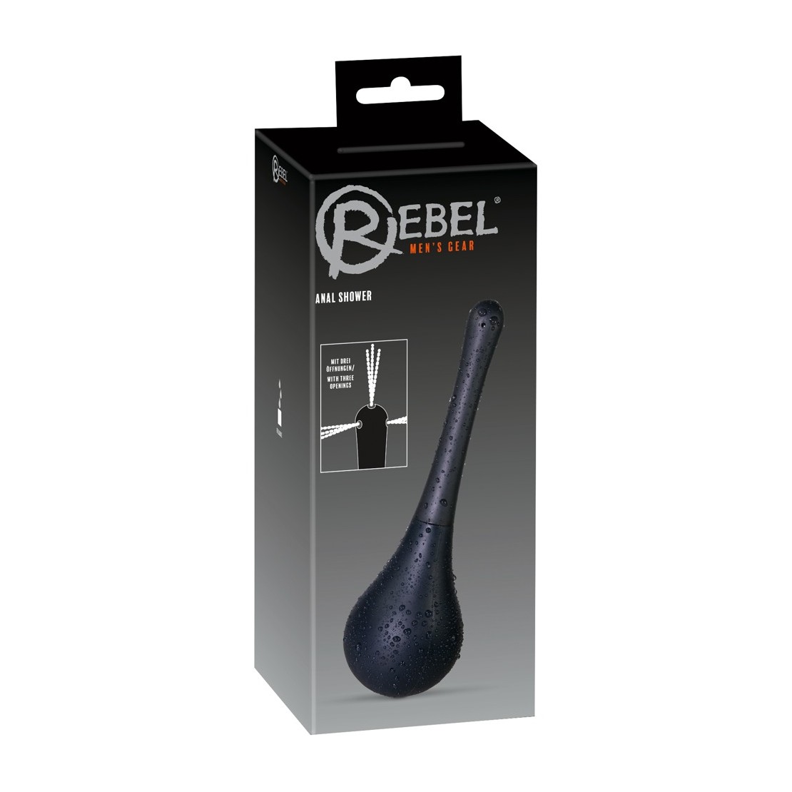 DOCCIA ANALE INTIMA A TRE FORI NERA IN SILICONE