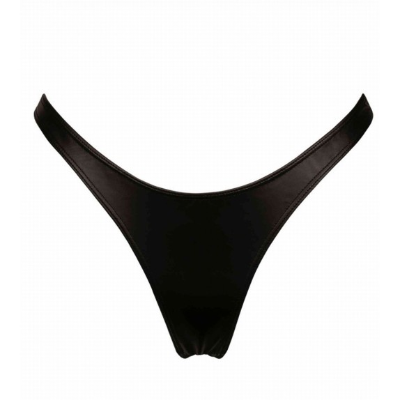 PERIZOMA SEXY PER DONNA IN SPANDEX NERO EFFETTO BAGNATO STRING WET LOOK CATANZARO