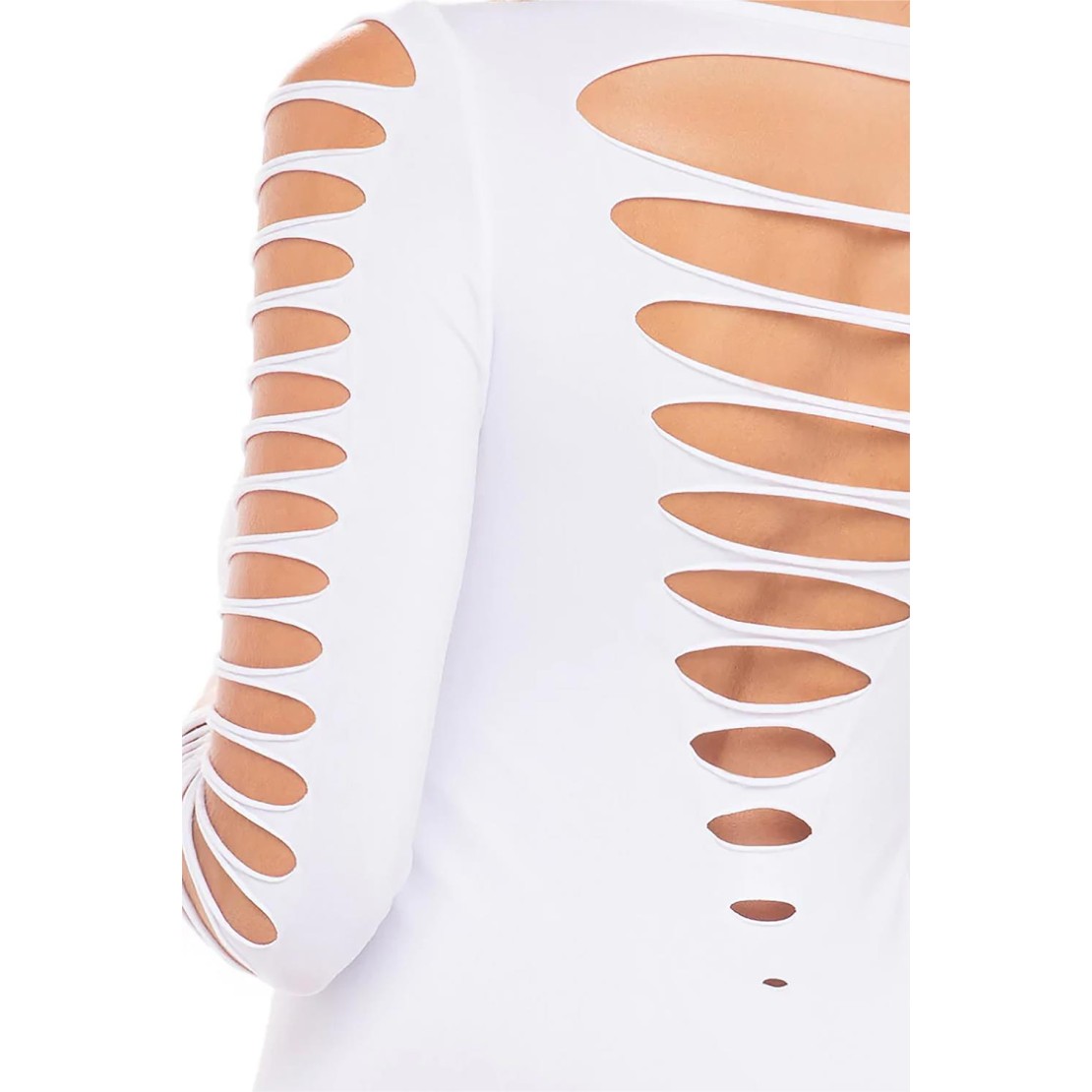 BOLD BABE ABITO BIANCO CORTO A MANICA LUNGA CON...