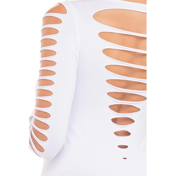 BOLD BABE ABITO BIANCO CORTO A MANICA LUNGA CON INTAGLI