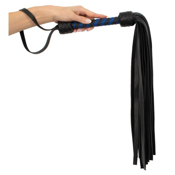 FRUSTA IN PELLE CON MANICO BLU E NERO SADOMASO LEATHER FLOGGER