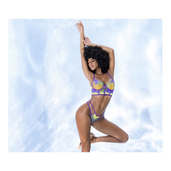 COMPLETO INTIMO SEXY PER ODNNA BICOLORE PASTELLO CON RICAMI MAPALE'