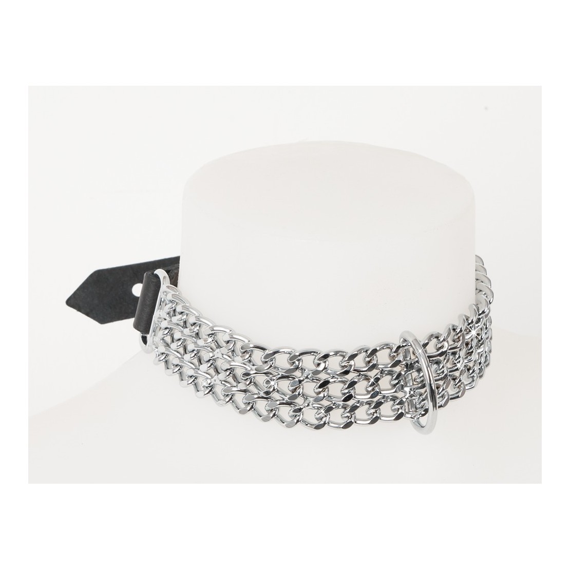 COLLARE IN METALLO SADOMASO CON CATENE E ANELLO