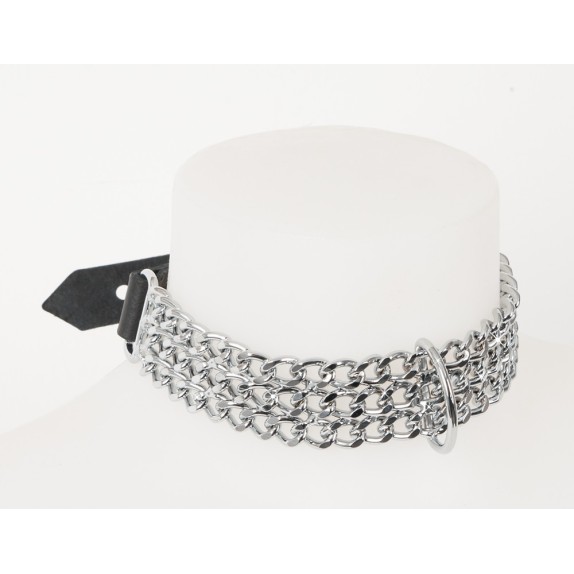 COLLARE IN METALLO SADOMASO CON CATENE E ANELLO
