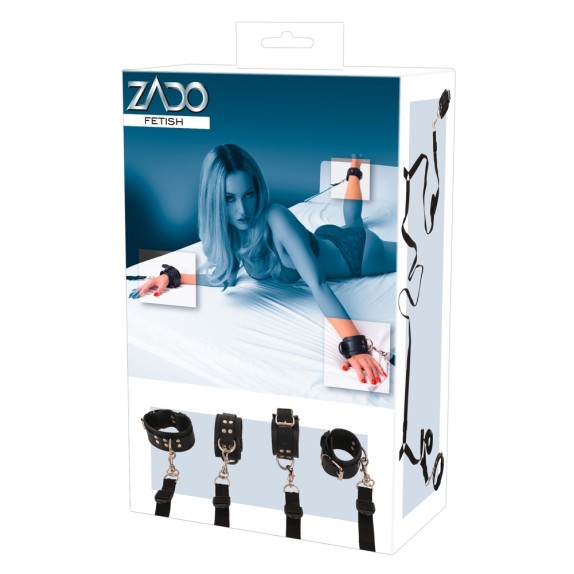 SET COSTRITTIVO DA LETTO IN PELLE E TESSUTO PER GIOCHI DI COPPIA ZADO